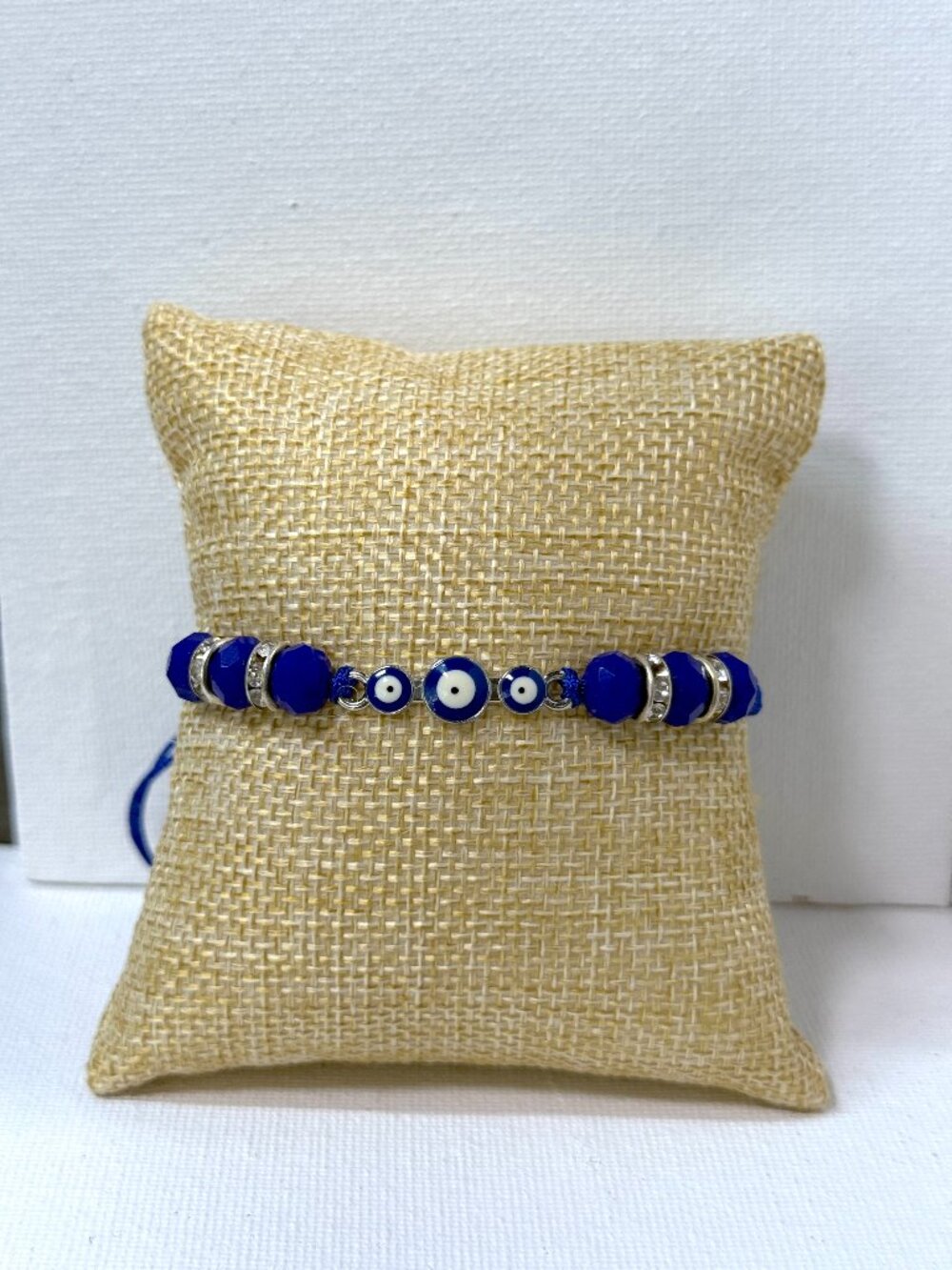 Royal Blue Evil Eye Adjustable Macrame Bracelet
